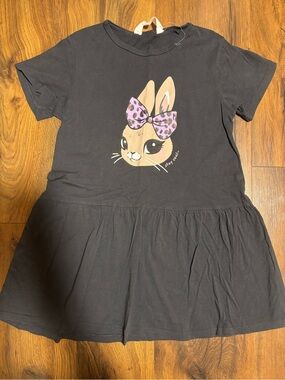 H&M Toddler Girls Short Sleeve Bunny Dress - Black 5t